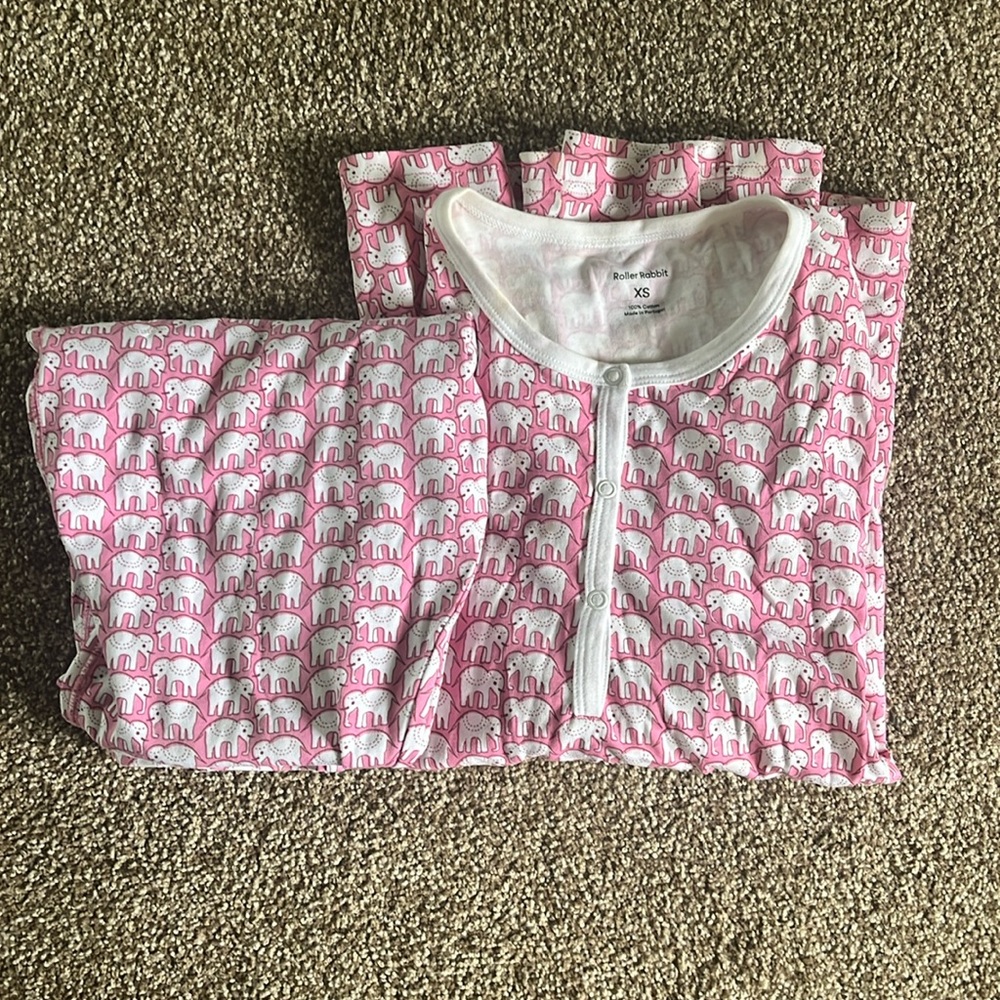 ROLLER RABBIT pink elephant pajamas